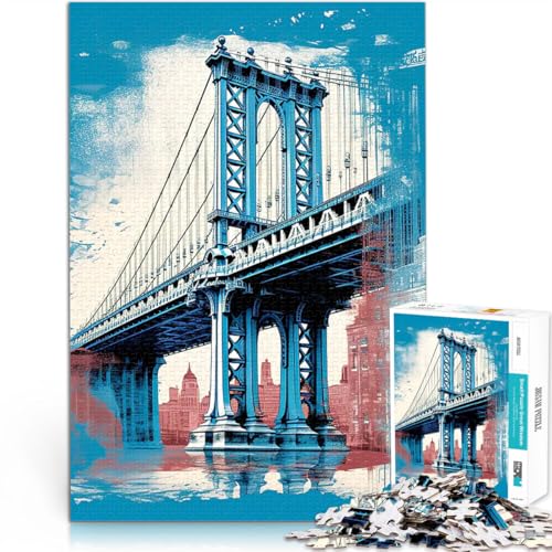 1000-teilige Puzzles für Teenager Pädagogisches Familienspiel Brooklyn Bridge Vintage Lernspiel für Geburtstag, Weihnachten50x70cm von QVKZLYFXN