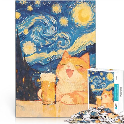 1000-teilige Puzzles für Teenager Quizspiel Orange Cat Beer Sternennacht eignet ganze Familie38x26cm 1000-teilige Puzzles für Teenager Quizspiel Orange Cat Beer Sternennacht eignet ganze Familie38x26cm von QVKZLYFXN