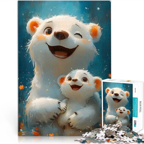 1000-teilige Puzzles für Teenager lustige Spiele für die ganze Familie Glückliche Eisbärenfamilie Lernspiel für Geburtstag, Weihnachten38x26cm von QVKZLYFXN