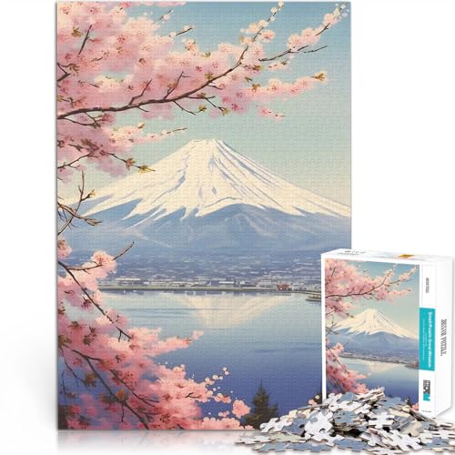 1000-teiliges Puzzle für Erwachsene Anspruchsvolles Spiel und Familienspaß Kirschblüten-Fuji Lernspiel für Geburtstag, Weihnachten38x26cm von QVKZLYFXN