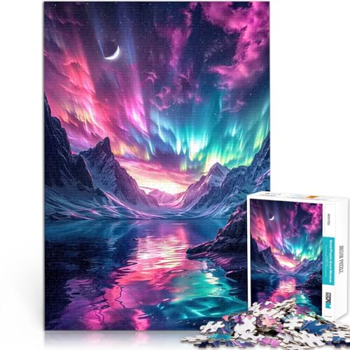 1000-teiliges Puzzle für Erwachsene Herausforderndes Spielspielzeug Aurora Borealis Berg einzigartiges Herausforderungsspiel75x50cm von QVKZLYFXN
