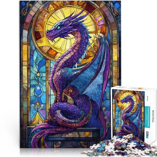 1000-teiliges Puzzle für Erwachsene Interessante Stressreduzierung Drache aus Buntglas Einzigartige Wohndekoration und Geschenke75x50cm 1000-teiliges Puzzle für Erwachsene Interessante Stressreduzierung Drache aus Buntglas Einzigartige Wohndekoration und Geschenke75x50cm von QVKZLYFXN