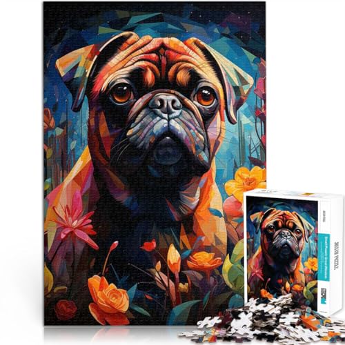1000-teiliges Puzzle für Erwachsene Lernspiel-Herausforderungsspielzeug Mops im Garten Eden Wunschliste mit dem Weihnachtsmann50x70cm von QVKZLYFXN