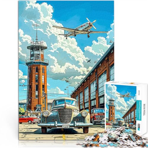 1000-teiliges Puzzle für Erwachsene Lernspiel-Herausforderungsspielzeug Oldtimer-Flugzeug und Auto Lernspiel für Geburtstag, Weihnachten38x26cm von QVKZLYFXN