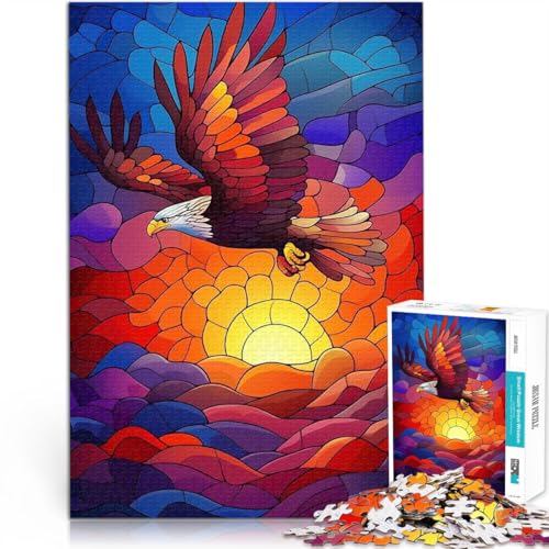 1000-teiliges Puzzle für Erwachsene Lernspiele DIY Spielzeug Adler im Sonnenuntergang Lernspiel für Geburtstag, Weihnachten38x26cm von QVKZLYFXN