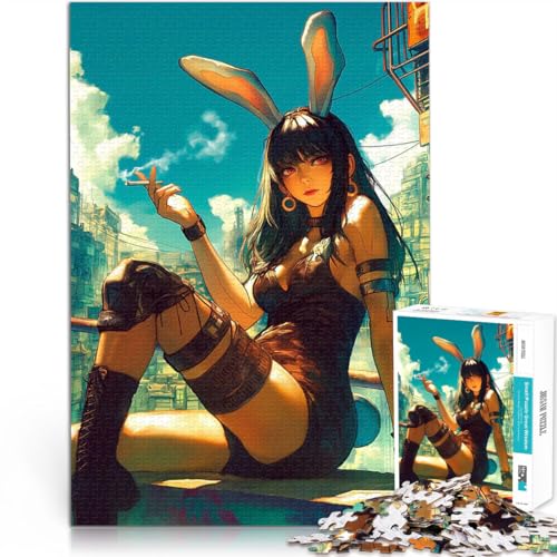 1000-teiliges Puzzle für Erwachsene Lernspiele Heimdekoration Hasenmädchen Rauchen Lernspiel für Geburtstag, Weihnachten52x38cm 1000-teiliges Puzzle für Erwachsene Lernspiele Heimdekoration Hasenmädchen Rauchen Lernspiel für Geburtstag, Weihnachten52x38cm von QVKZLYFXN