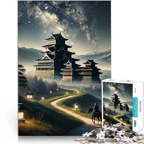1000-teiliges Puzzle für Erwachsene Spiel Japanische Burgnachtszene denn eignet ganze Familie50x70cm von QVKZLYFXN