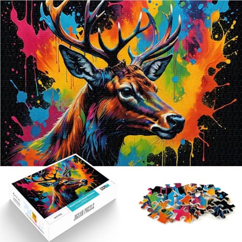 1000-teiliges Puzzle für Erwachsene Spielzeug-Intellektuelles Spiel Buntes Hirschporträt Lernspiel für Geburtstag, Weihnachten75x50cm 1000-teiliges Puzzle für Erwachsene Spielzeug-Intellektuelles Spiel Buntes Hirschporträt Lernspiel für Geburtstag, Weihnachten75x50cm von QVKZLYFXN