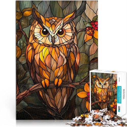 1000-teiliges Puzzle für Erwachsene Staycation: Zeit totschlagen Buntglas-Eule Jedes Stück ist einzigartig – Anspruchsvolles Familienspiel75x50cm 1000-teiliges Puzzle für Erwachsene Staycation: Zeit totschlagen Buntglas-Eule Jedes Stück ist einzigartig – Anspruchsvolles Familienspiel75x50cm von QVKZLYFXN