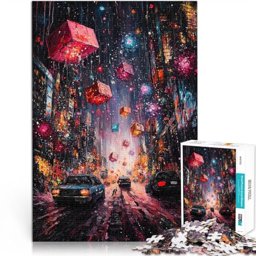 1000-teiliges Puzzle für Erwachsene Stressabbau Stadtbild mit schwebenden Würfeln mit vollständig ineinander greifenden, zufällig geformten Teilen75x50cm 1000-teiliges Puzzle für Erwachsene Stressabbau Stadtbild mit schwebenden Würfeln mit vollständig ineinander greifenden, zufällig geformten Teilen75x50cm von QVKZLYFXN