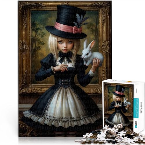 1000-teiliges Puzzle für Erwachsene Stressabbau Viktorianisches Mädchen mit Kaninchen, Alice im Wunderland inspiriert Wichtelgeschenke50x70cm von QVKZLYFXN