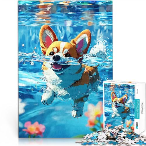 1000-teiliges Puzzle für Teenager Dekomprimierendes intellektuelles Lernspielzeug Corgi-Hund schwimmt EIN Kunstwerk75x50cm 1000-teiliges Puzzle für Teenager Dekomprimierendes intellektuelles Lernspielzeug Corgi-Hund schwimmt EIN Kunstwerk75x50cm von QVKZLYFXN
