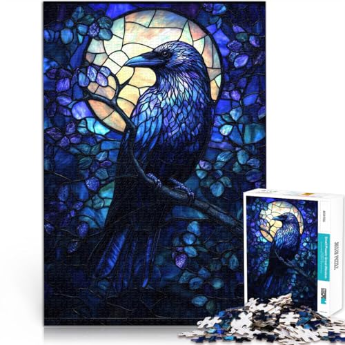 1000-teiliges Puzzle für Teenager Herausfordernd Schwierig Glasmalerei Rabe eignet ganze Familie50x70cm von QVKZLYFXN