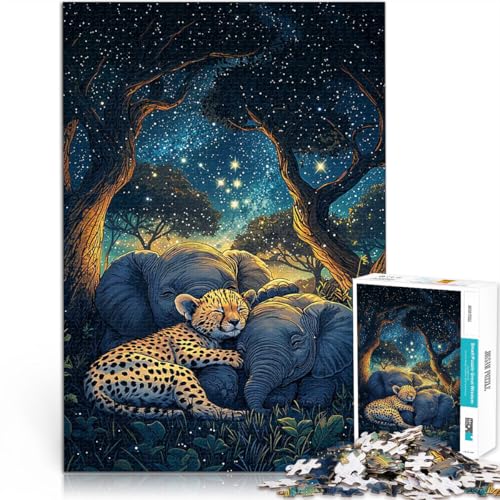 1000-teiliges Puzzle für Teenager Herausforderndes Spiel Geparden und Elefanten unter Sternen Lernspiel für Geburtstag, Weihnachten75x50cm 1000-teiliges Puzzle für Teenager Herausforderndes Spiel Geparden und Elefanten unter Sternen Lernspiel für Geburtstag, Weihnachten75x50cm von QVKZLYFXN