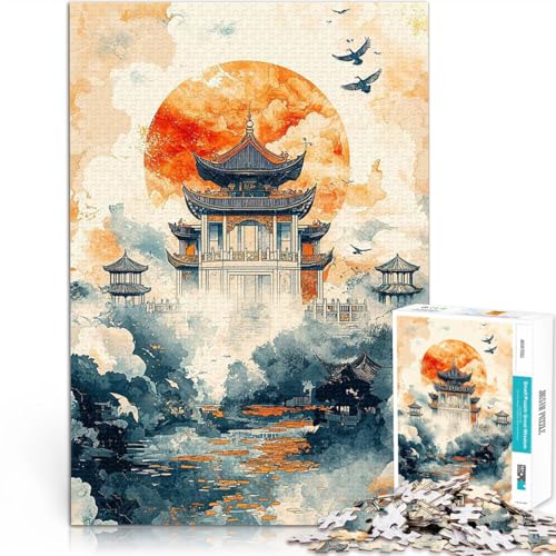 1000-teiliges Puzzle für Teenager Herausforderndes Spiel Sonnenuntergang in der chinesischen Pagode Geburtstagsgeschenk75x50cm 1000-teiliges Puzzle für Teenager Herausforderndes Spiel Sonnenuntergang in der chinesischen Pagode Geburtstagsgeschenk75x50cm von QVKZLYFXN