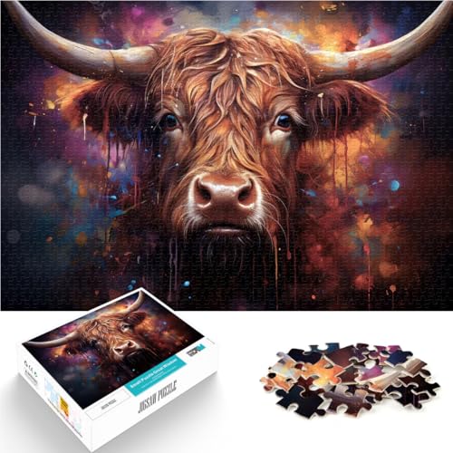 1000-teiliges Puzzle für Teenager Lernspiel-Herausforderungsspielzeug Hochlandrind-Kunstwerk Lernspiel für Geburtstag, Weihnachten52x38cm 1000-teiliges Puzzle für Teenager Lernspiel-Herausforderungsspielzeug Hochlandrind-Kunstwerk Lernspiel für Geburtstag, Weihnachten52x38cm von QVKZLYFXN