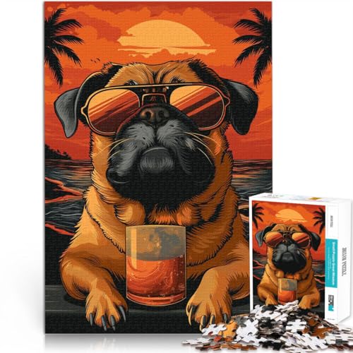 1000-teiliges Puzzle für Teenager Lernspiel-Herausforderungsspielzeug Mopsheilung am Strand Künstlersammlung, Bildende Kunst75x50cm von QVKZLYFXN