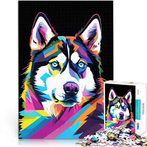 1000-teiliges Puzzle für Teenager Lernspiel-Herausforderungsspielzeug Sibirischer Husky Pop-Art Tolle Geschenke und Spielzeuge52x38cm 1000-teiliges Puzzle für Teenager Lernspiel-Herausforderungsspielzeug Sibirischer Husky Pop-Art Tolle Geschenke und Spielzeuge52x38cm von QVKZLYFXN
