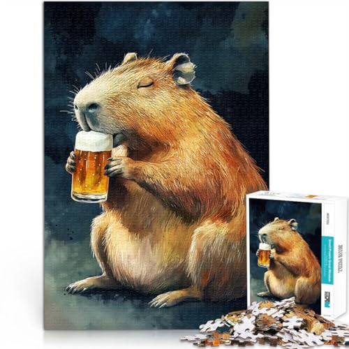 1000-teiliges Puzzle für Teenager Lernspiel-Herausforderungsspielzeug Wasserschwein trinkt Bier Lernspiel für Geburtstag, Weihnachten38x26cm von QVKZLYFXN