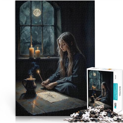 1000-teiliges Puzzle für Teenager Lustige Spiele Junge Hexe Zeichnung magisches Symbol Tolle Geschenke und Spielzeuge38x26cm von QVKZLYFXN