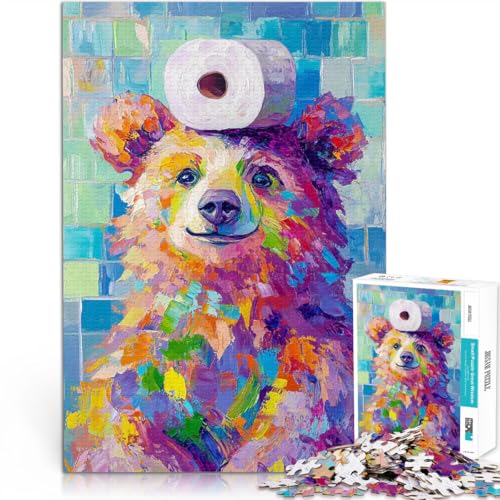 1000-teiliges Puzzle für Teenager Spielzeug-Intellektuelles Spiel Bär mit Toilettenpapier Lernspiel für Geburtstag, Weihnachten50x70cm von QVKZLYFXN
