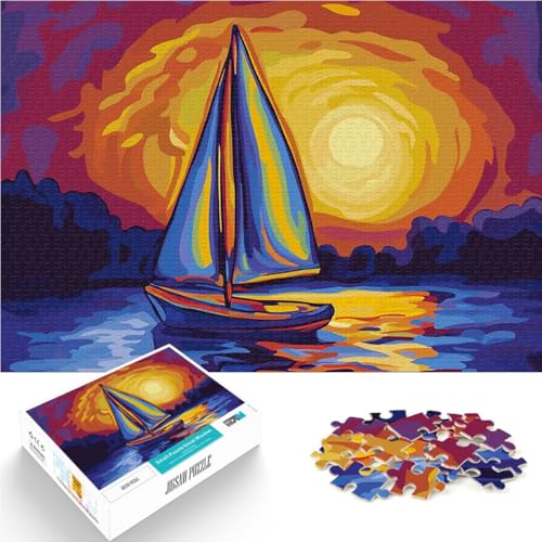 1000-teiliges Puzzle für Teenager Spielzeug-Intellektuelles Spiel Segelboot vor der Nacht Lernspiel für Geburtstag, Weihnachten50x70cm von QVKZLYFXN