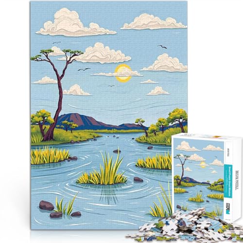 1000-teiliges Puzzle für Teenager Spielzeug Lernspiele Stressabbau Landschaft des Okavango-Deltas Lernspiel für Geburtstag, Weihnachten38x26cm von QVKZLYFXN