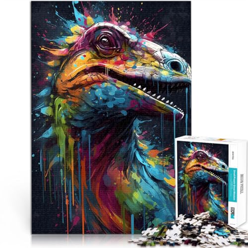 Puzzle 1000 Teile für Erwachsene Anspruchsvoll, Aber lustig und humorvoll Bunter Dinosaurier Lernspiel für Geburtstag, Weihnachten38x52cm von QVKZLYFXN