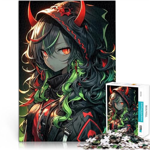 Puzzle 1000 Teile für Erwachsene Anspruchsvolles Spiel und Familienspaß Anime-Mädchen mit roten Hörnern Wichtelgeschenke38x52cm von QVKZLYFXN