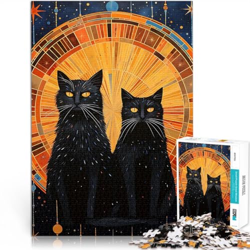 Puzzle 1000 Teile für Erwachsene Familienspiel zum Stressabbau, schwierige Herausforderung Kosmische Katzen Geburtstagsgeschenk50x70cm von QVKZLYFXN
