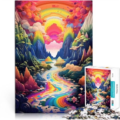 Puzzle 1000 Teile für Erwachsene Herausforderndes Spiel Bunte Fantasieberge denn eignet ganze Familie50x70cm von QVKZLYFXN