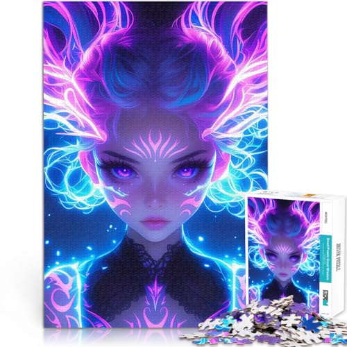 Puzzle 1000 Teile für Erwachsene Herausforderndes Spiel Himmlisches Neon-Anime-Geistermädchen Lernspiel für Geburtstag, Weihnachten50x70cm von QVKZLYFXN