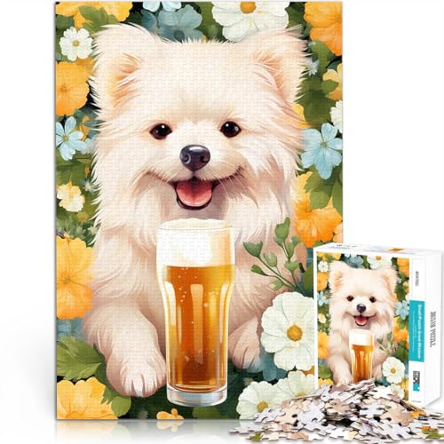 Puzzle 1000 Teile für Erwachsene Herausforderndes Spiel Hund mit Bier im Blumengarten Lernspiel für Geburtstag, Weihnachten52x38cm Puzzle 1000 Teile für Erwachsene Herausforderndes Spiel Hund mit Bier im Blumengarten Lernspiel für Geburtstag, Weihnachten52x38cm von QVKZLYFXN