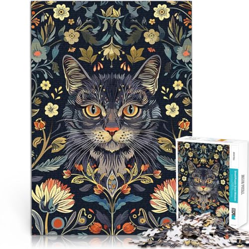 Puzzle 1000 Teile für Erwachsene Lernspiel-Herausforderungsspielzeug Katze im Blumenmuster Angebot als Geschenk für die ganze Familie38x52cm von QVKZLYFXN