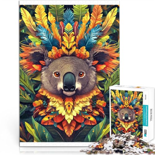 Puzzle 1000 Teile für Erwachsene Lernspiel-Herausforderungsspielzeug Koala in farbenfroher Kunst Lernspiel für Geburtstag, Weihnachten75x50cm von QVKZLYFXN