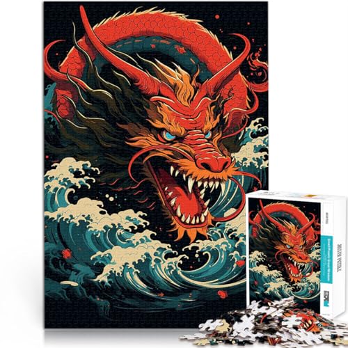Puzzle 1000 Teile für Erwachsene Lernspiele Heimdekoration Japanischer Drache und Wellen Einzigartige Geburtstags- und Geschenkideen38x26cm Puzzle 1000 Teile für Erwachsene Lernspiele Heimdekoration Japanischer Drache und Wellen Einzigartige Geburtstags- und Geschenkideen38x26cm von QVKZLYFXN