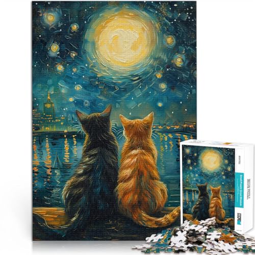 Puzzle 1000 Teile für Erwachsene Lernspiele Heimdekoration Sternennacht Verliebte Katzen Geburtstagsgeschenk, Geschenke75x50cm Puzzle 1000 Teile für Erwachsene Lernspiele Heimdekoration Sternennacht Verliebte Katzen Geburtstagsgeschenk, Geschenke75x50cm von QVKZLYFXN