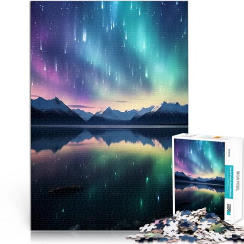 Puzzle 1000 Teile für Erwachsene Lernspielzeug für die ganze Familie Aurora Borealis über den Bergen Wohnkunstdekor38x26cm von QVKZLYFXN