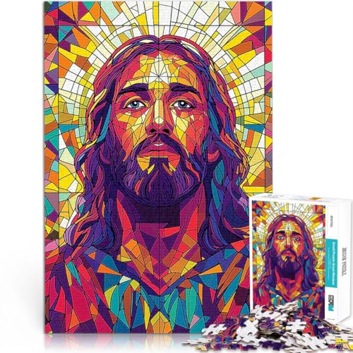 Puzzle 1000 Teile für Erwachsene Pädagogisches Spielzeug zum Stressabbau Jesus aus Buntglas Geeignet für die Schreibtischdekoration38x26cm von QVKZLYFXN