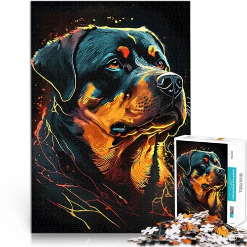 Puzzle 1000 Teile für Erwachsene Pädagogisches Spielzeug zum Stressabbau Rottweiler-Porträt Geeignet für die Schreibtischdekoration75x50cm von QVKZLYFXN