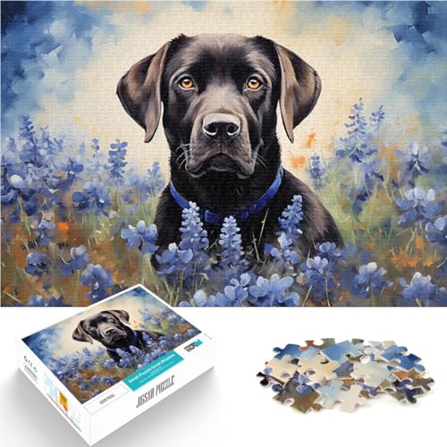 Puzzle 1000 Teile für Erwachsene Pädagogisches Spielzeug zum Stressabbau Schwarzes Labor in Bluebonnets Wichtelgeschenke50x70cm von QVKZLYFXN