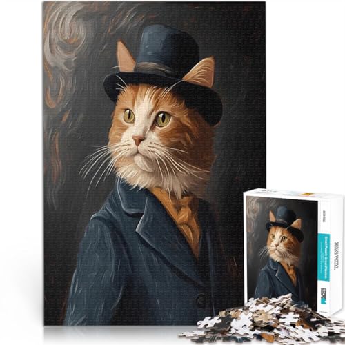 Puzzle 1000 Teile für Erwachsene Quizspiel Porträt Einer Katze mit Zylinder denn eignet ganze Familie52x38cm Puzzle 1000 Teile für Erwachsene Quizspiel Porträt Einer Katze mit Zylinder denn eignet ganze Familie52x38cm von QVKZLYFXN