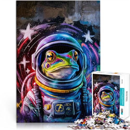 Puzzle 1000 Teile für Erwachsene Spielzeug Lernspiele Stressabbau Astronaut Weltraumfrosch Geburtstagsgeschenk, Geschenke38x26cm von QVKZLYFXN