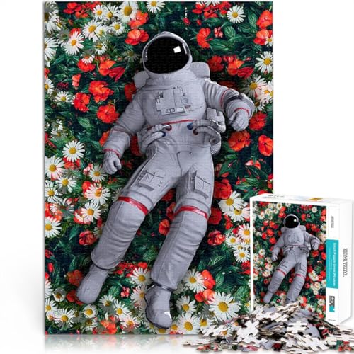 Puzzle 1000 Teile für Erwachsene Spielzeug Lernspiele Stressabbau Astronauten-Blumenbeet Geburtstagsgeschenk, Geschenke75x50cm von QVKZLYFXN