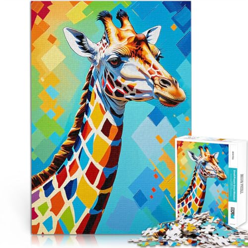 Puzzle 1000 Teile für Erwachsene Spielzeug Lernspiele Stressabbau Buntes Giraffenporträt Lernspiel für Geburtstag, Weihnachten52x38cm von QVKZLYFXN
