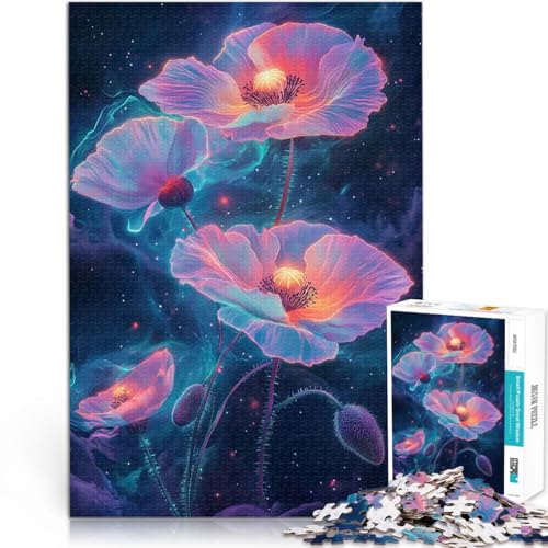 Puzzle 1000 Teile für Erwachsene Spielzeug Lernspiele Stressabbau Kosmische Mohnblumen Geburtstagsgeschenk, Geschenke52x38cm von QVKZLYFXN