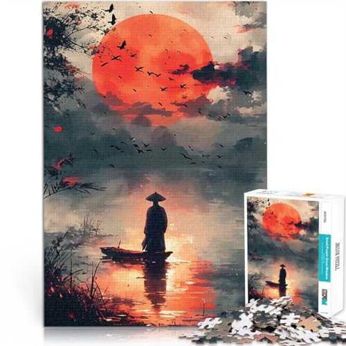 Puzzle 1000 Teile für Erwachsene Spielzeug Lernspiele Stressabbau Silhouette bei Sonnenuntergang Lernspiel für Geburtstag, Weihnachten52x38cm von QVKZLYFXN