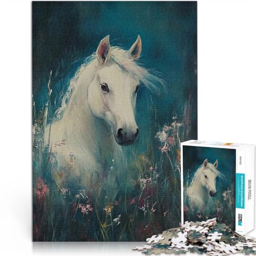 Puzzle 1000 Teile für Erwachsene Spielzeug Lernspiele Stressabbau Weißes Pferd auf der Wiese Geburtstagsgeschenk, Geschenke, Wandkunst75x50cm Puzzle 1000 Teile für Erwachsene Spielzeug Lernspiele Stressabbau Weißes Pferd auf der Wiese Geburtstagsgeschenk, Geschenke, Wandkunst75x50cm von QVKZLYFXN