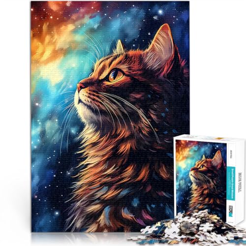 Puzzle 1000 Teile für Erwachsene Spielzeug für die ganze Familie Kosmische Katzenträume Wunschliste mit dem Weihnachtsmann75x50cm von QVKZLYFXN