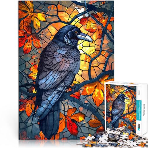 Puzzle 1000 Teile für Erwachsene lustige Spiele für die ganze Familie Rabe im Herbst Buntglas Lernspiel für Geburtstag, Weihnachten75x50cm Puzzle 1000 Teile für Erwachsene lustige Spiele für die ganze Familie Rabe im Herbst Buntglas Lernspiel für Geburtstag, Weihnachten75x50cm von QVKZLYFXN